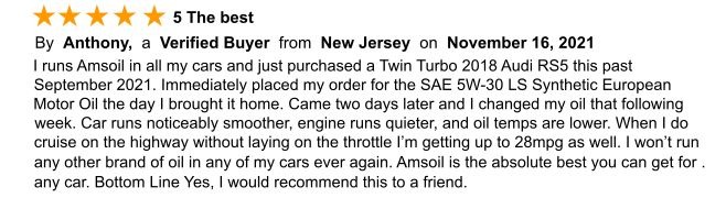 AMSOIL Verified Customer Reviews
