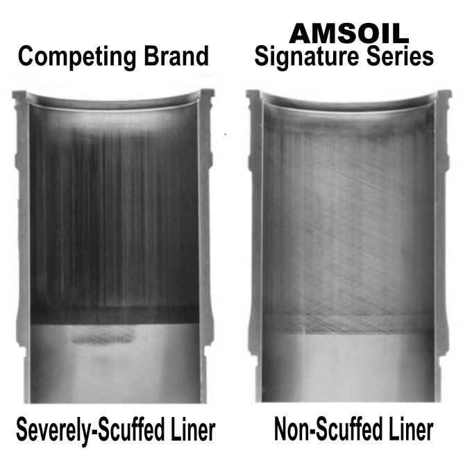 AMSOIL VS COMPETING BRAND DIESEL OIL SCUFFED LINER