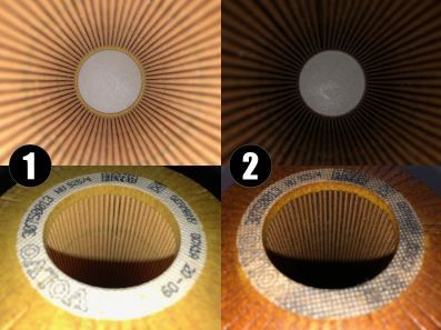 AMSOIL ENGINE FLUSH OIL FILTERS BEFORE AND AFTER TEST PICTURES 