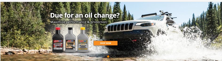 Due for an oil change Try AMSOIL slider picture of a SUV and AMSOIL Oil